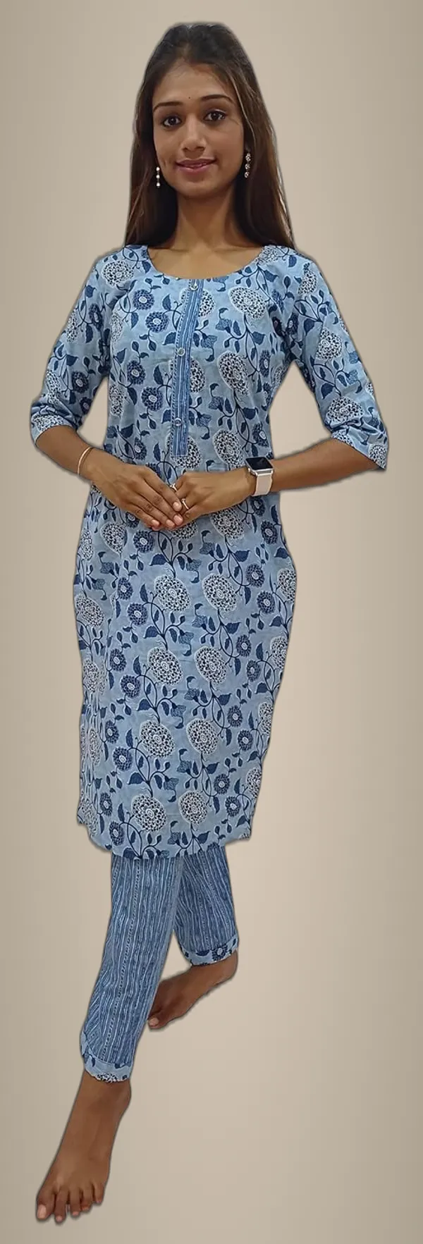 Light_Blue_Pure_Cotton_Premium_&_Elegant_Kurta_With_Pant_Set_For_Women_(Pack_Of_2)