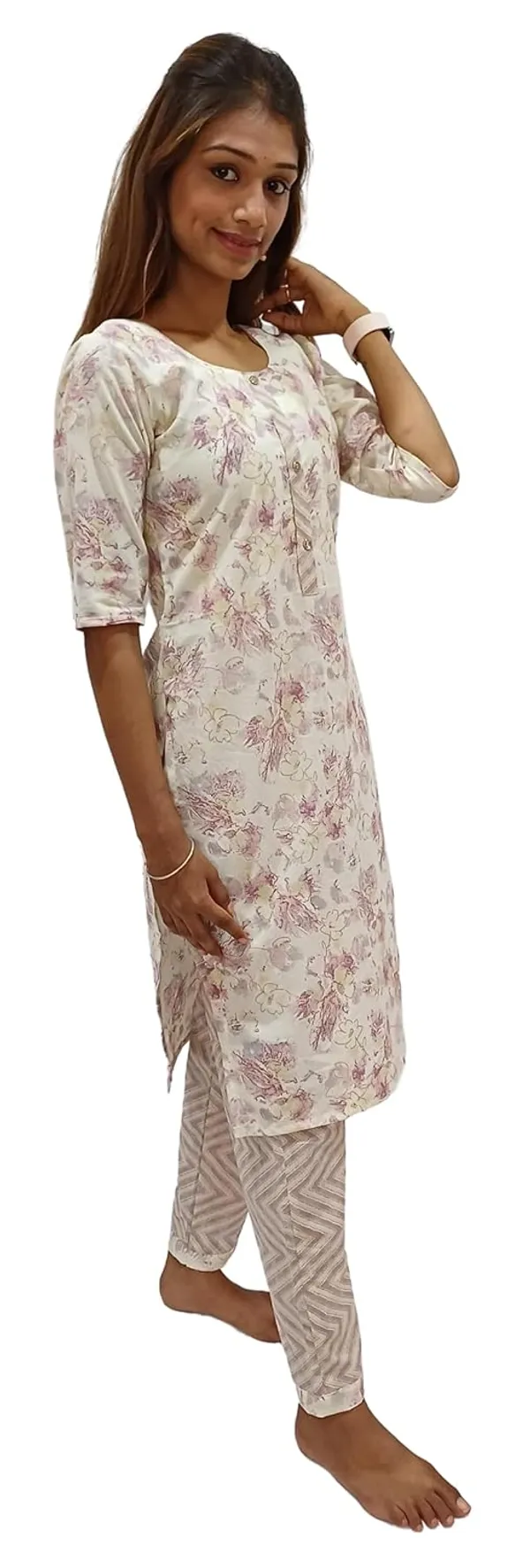 Light_Pink_Pure_Cotton_Premium_&_Elegant_Kurta_With_Pant_Set_For_Women_(Pack_Of_2)