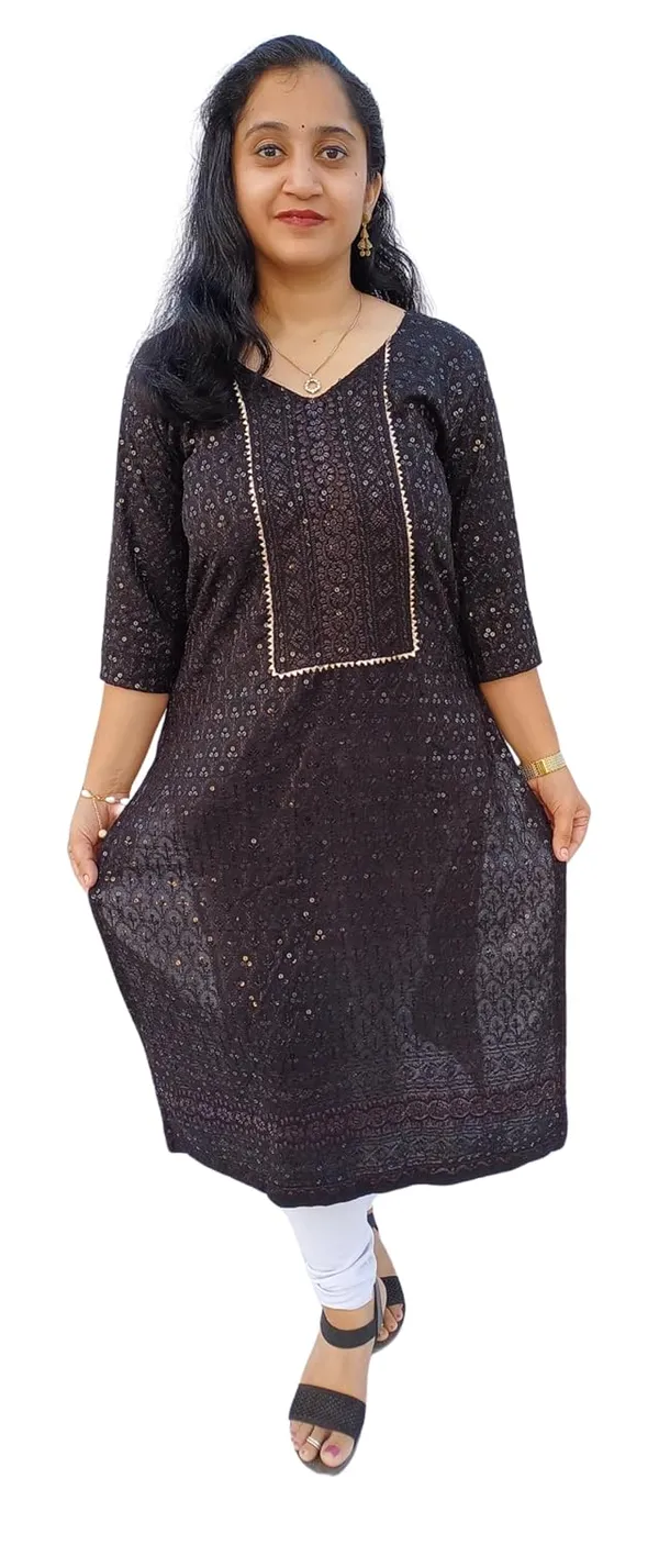 Black_Rayon_Chikankari_Premium_&_Elegant_Kurta_For_Women