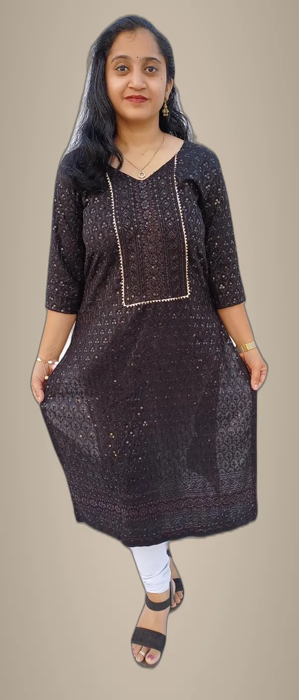 Black_Rayon_Chikankari_Premium_&_Elegant_Kurta_For_Women