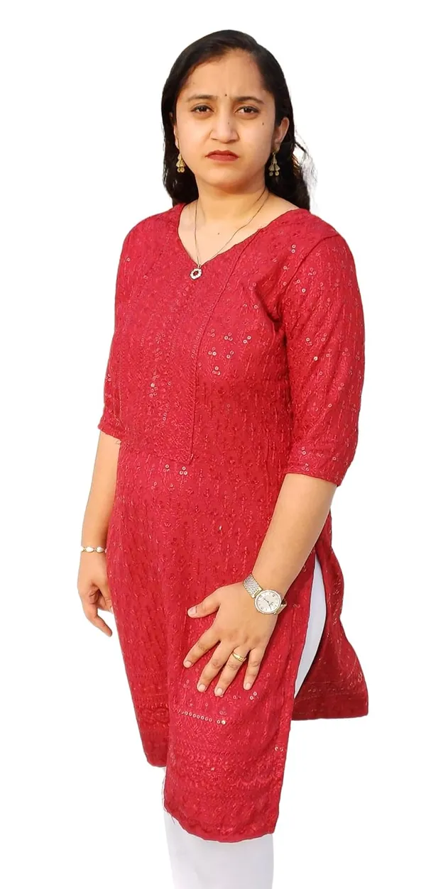 Maroon_Rayon_Chikankari_Premium_&_Elegant_Kurta_For_Women
