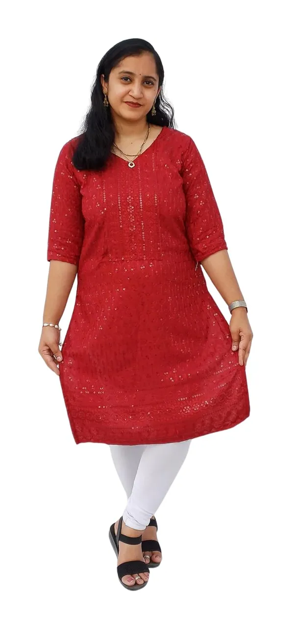 Maroon_Rayon_Chikankari_Premium_&_Elegant_Kurta_For_Women