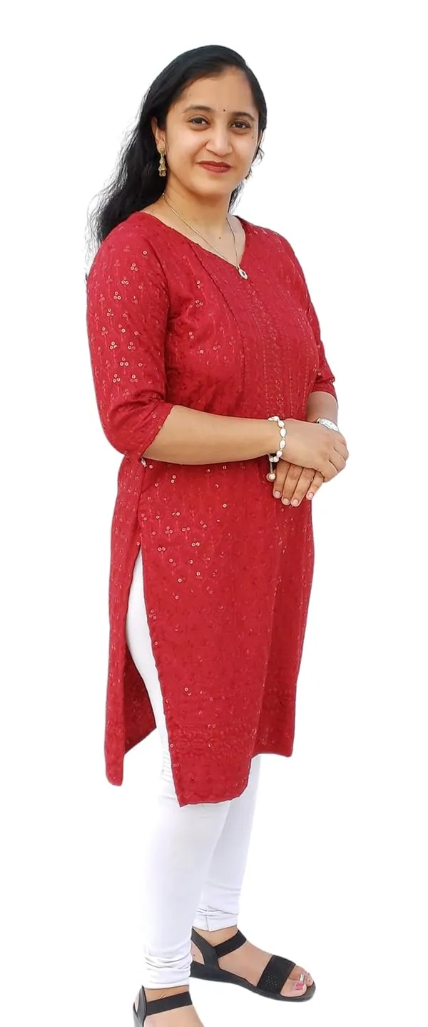 Maroon_Rayon_Chikankari_Premium_&_Elegant_Kurta_For_Women