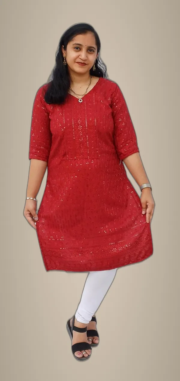 Maroon_Rayon_Chikankari_Premium_&_Elegant_Kurta_For_Women