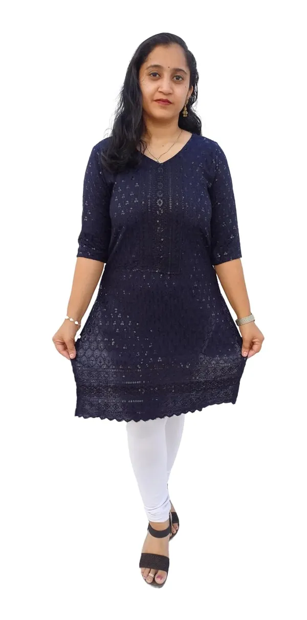 Navy_Blue_Rayon_Chikankari_Premium_&_Elegant_Kurta_For_Women