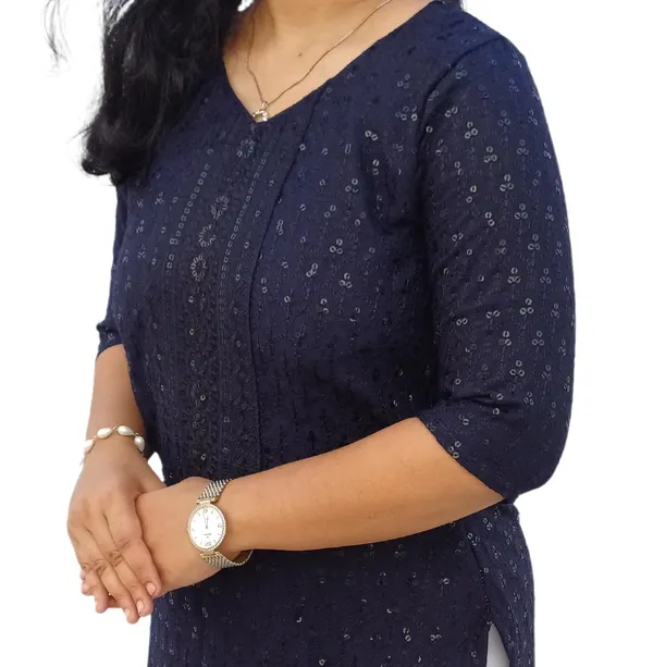 Navy_Blue_Rayon_Chikankari_Premium_&_Elegant_Kurta_For_Women