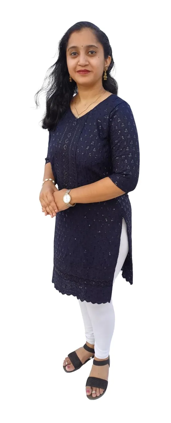 Navy_Blue_Rayon_Chikankari_Premium_&_Elegant_Kurta_For_Women