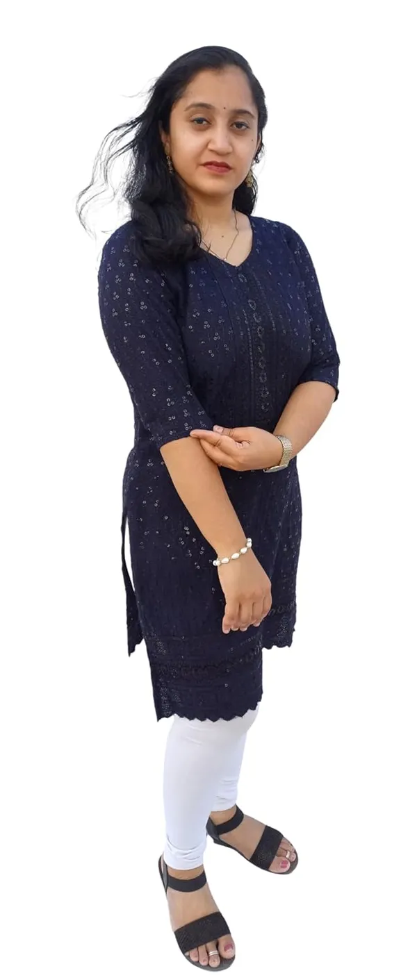 Navy_Blue_Rayon_Chikankari_Premium_&_Elegant_Kurta_For_Women