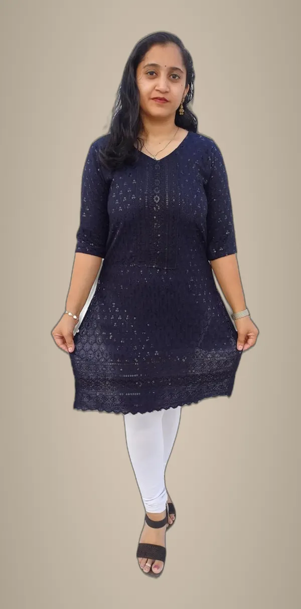 Navy_Blue_Rayon_Chikankari_Premium_&_Elegant_Kurta_For_Women