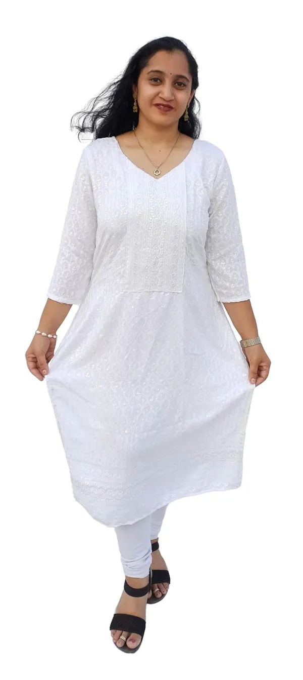 White_Rayon_Chikankari_Premium_&_Elegant_Kurta_For_Women