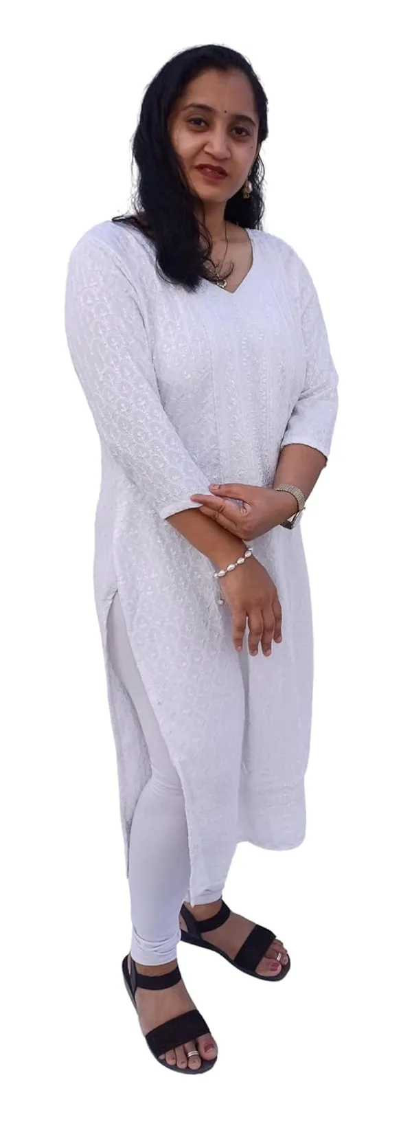 White_Rayon_Chikankari_Premium_&_Elegant_Kurta_For_Women