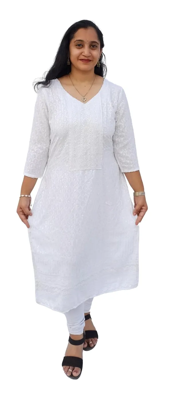 White_Rayon_Chikankari_Premium_&_Elegant_Kurta_For_Women
