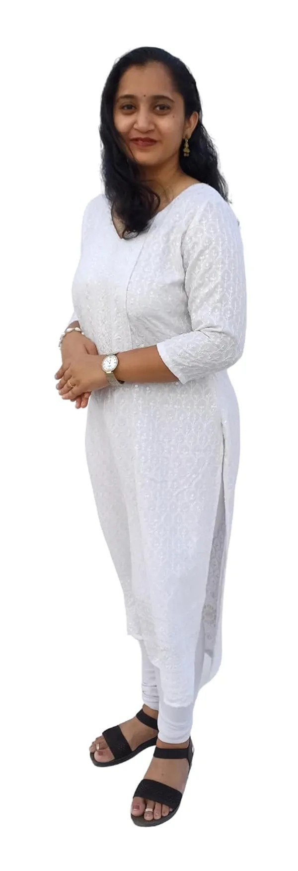 White_Rayon_Chikankari_Premium_&_Elegant_Kurta_For_Women