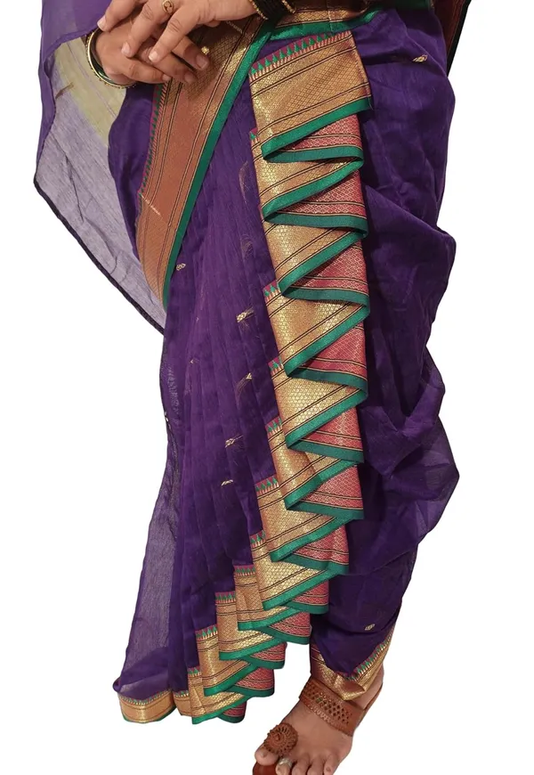 Blue_Acrylic_Pure_Cotton_Premium_&_Elegant_Mastani_Nauwari_Saree_With_Blouse_Piece_For_Women