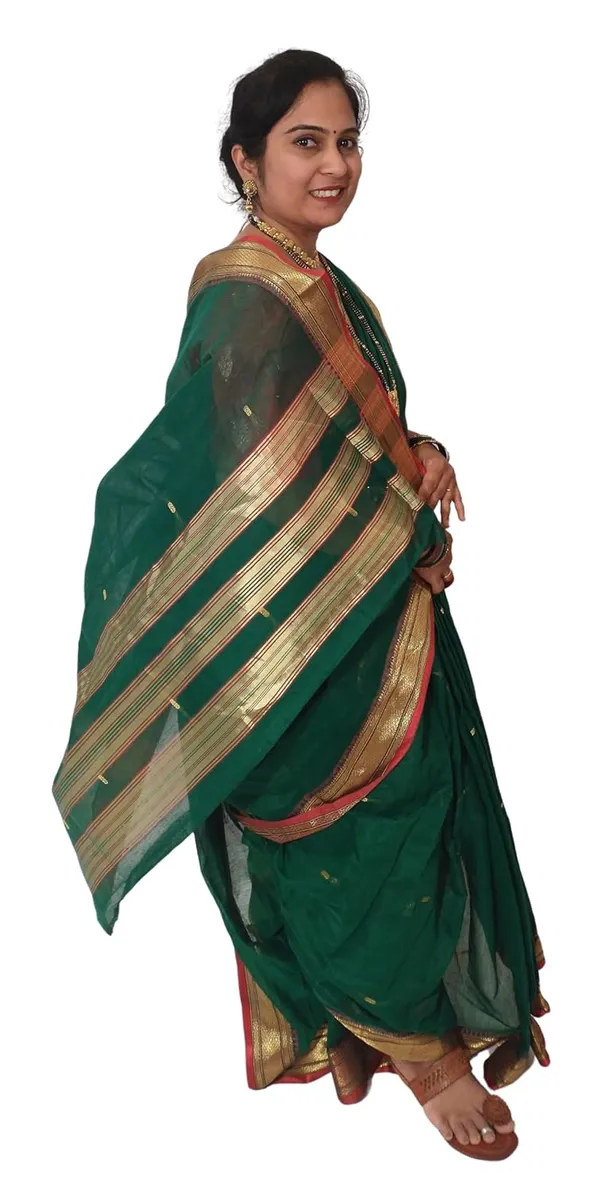 Green_Acrylic_Pure_Cotton_Premium_&_Elegant_Mastani_Nauwari_Saree_With_Blouse_Piece_For_Women