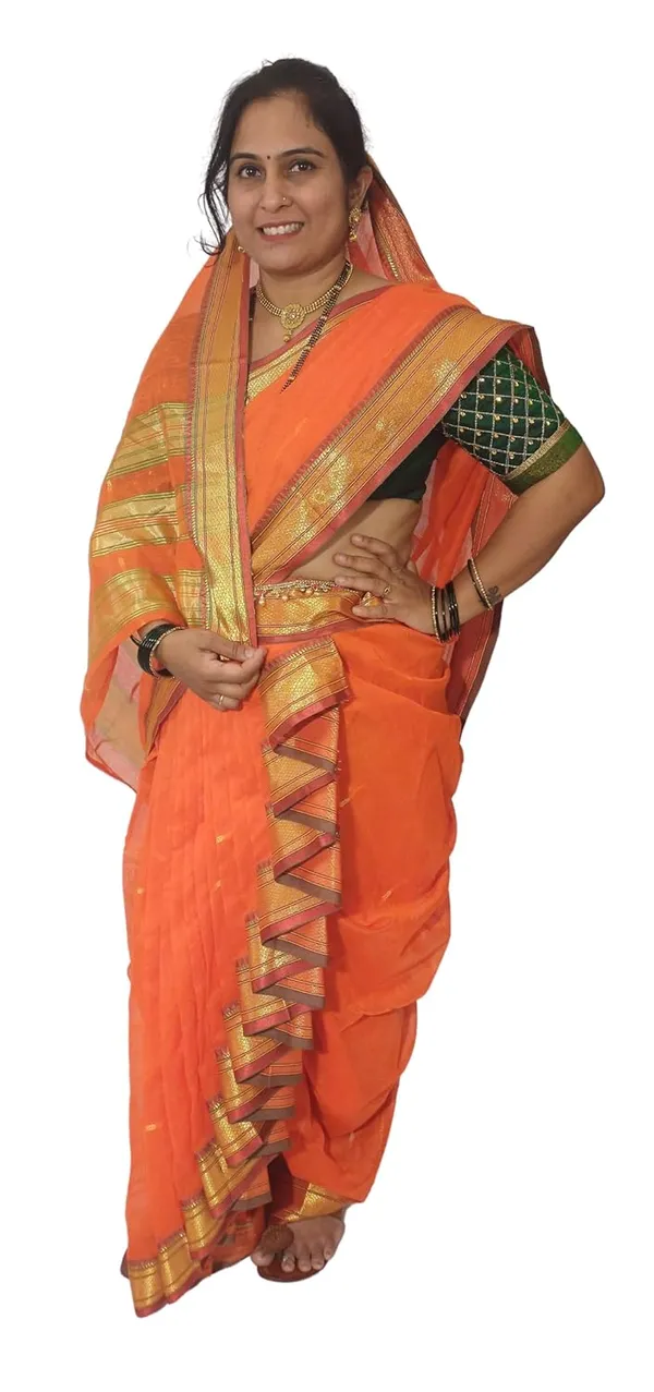 Orange_Acrylic_Pure_Cotton_Premium_&_Elegant_Mastani_Nauwari_Saree_With_Blouse_Piece_For_Women