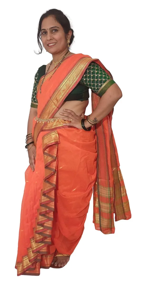 Orange_Acrylic_Pure_Cotton_Premium_&_Elegant_Mastani_Nauwari_Saree_With_Blouse_Piece_For_Women