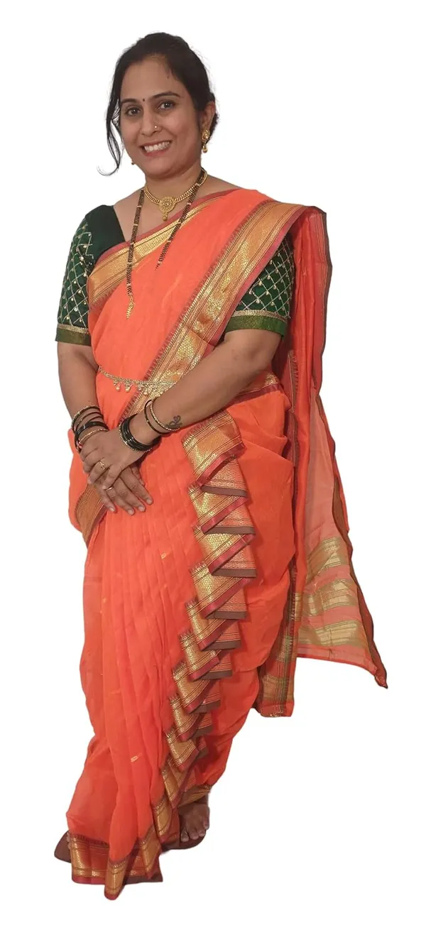 Orange_Acrylic_Pure_Cotton_Premium_&_Elegant_Mastani_Nauwari_Saree_With_Blouse_Piece_For_Women