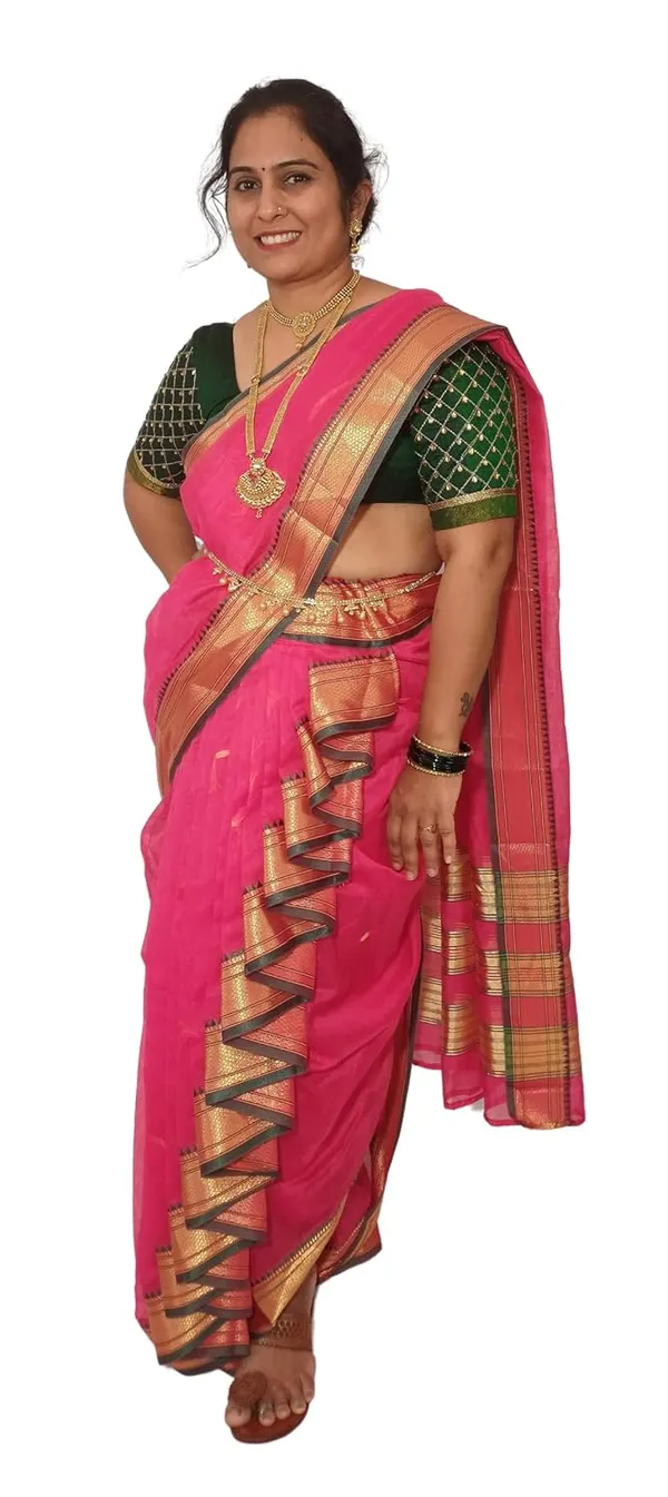 Pink_Acrylic_Pure_Cotton_Premium_&_Elegant_Mastani_Nauwari_Saree_With_Blouse_Piece_For_Women