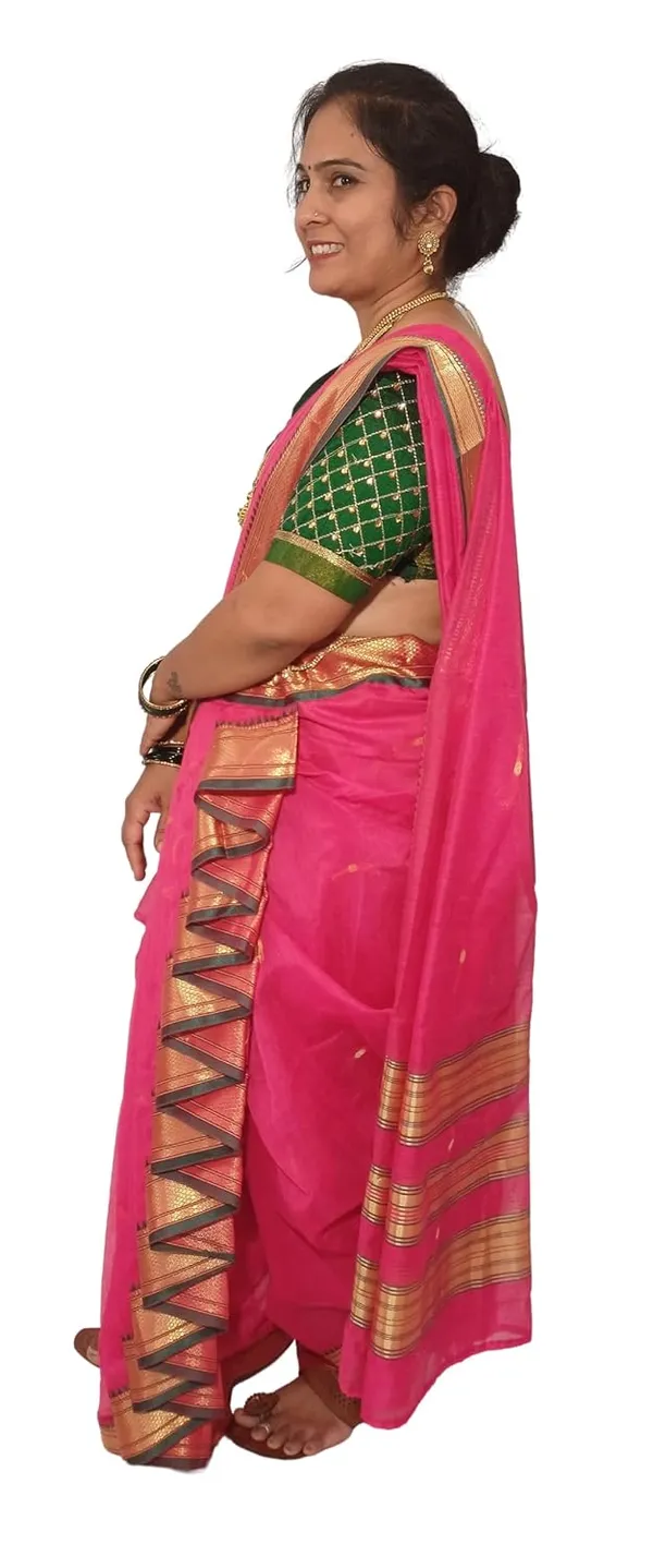 Pink_Acrylic_Pure_Cotton_Premium_&_Elegant_Mastani_Nauwari_Saree_With_Blouse_Piece_For_Women