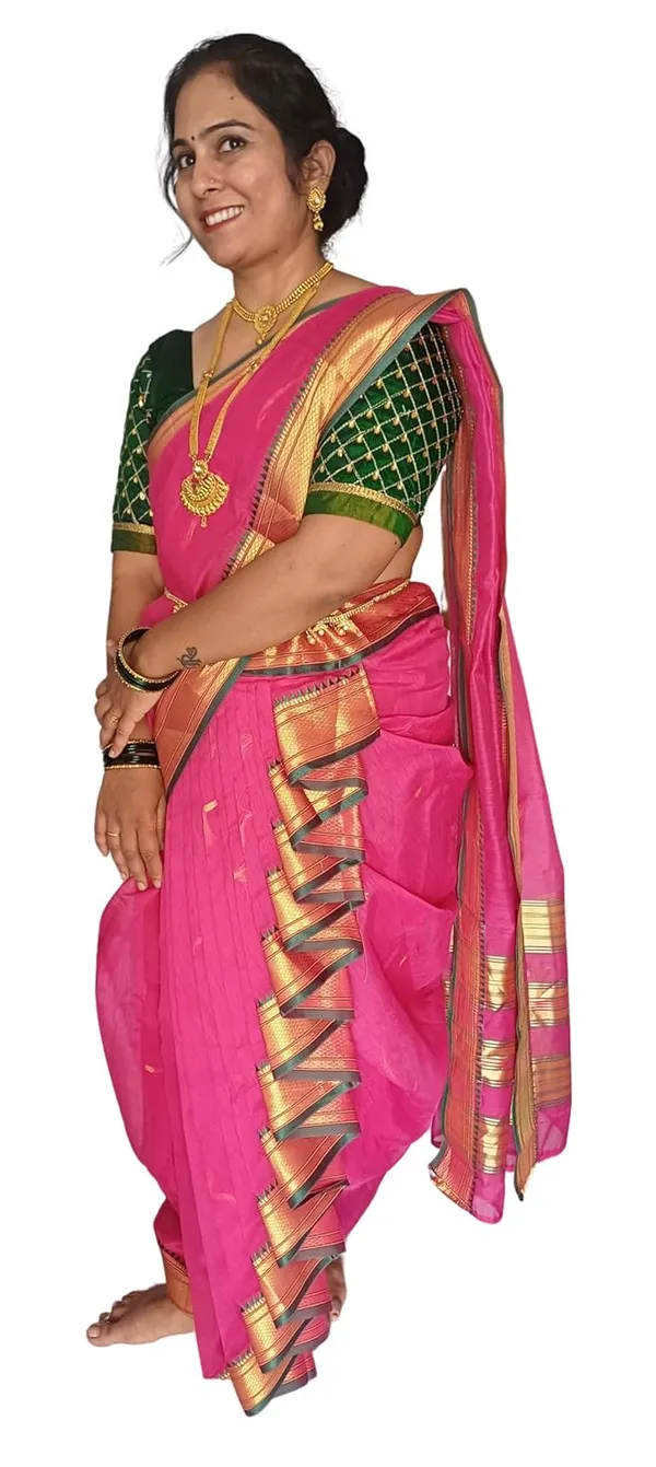 Pink_Acrylic_Pure_Cotton_Premium_&_Elegant_Mastani_Nauwari_Saree_With_Blouse_Piece_For_Women