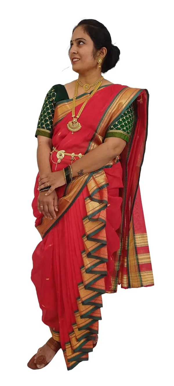 Red_Acrylic_Pure_Cotton_Premium_&_Elegant_Mastani_Nauwari_Saree_With_Blouse_Piece_For_Women