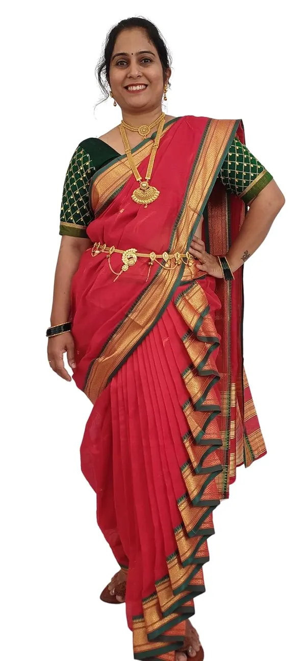 Red_Acrylic_Pure_Cotton_Premium_&_Elegant_Mastani_Nauwari_Saree_With_Blouse_Piece_For_Women