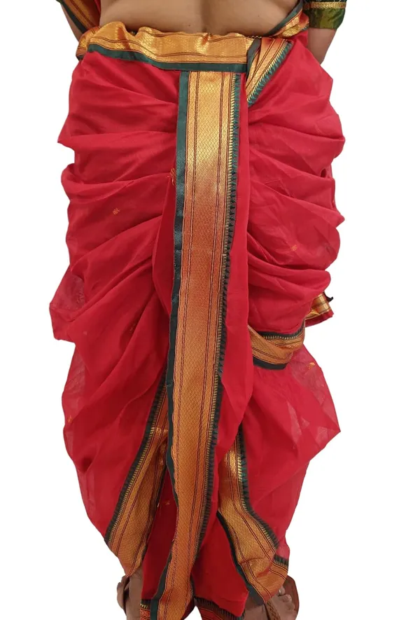 Red_Acrylic_Pure_Cotton_Premium_&_Elegant_Mastani_Nauwari_Saree_With_Blouse_Piece_For_Women