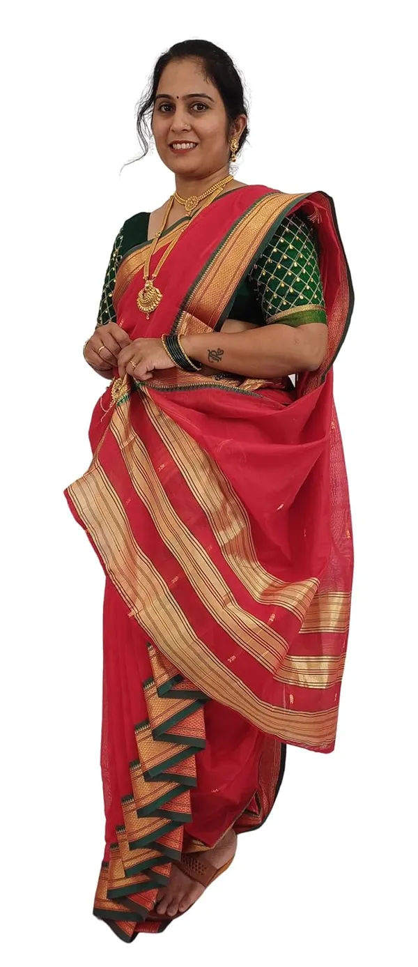 Red_Acrylic_Pure_Cotton_Premium_&_Elegant_Mastani_Nauwari_Saree_With_Blouse_Piece_For_Women