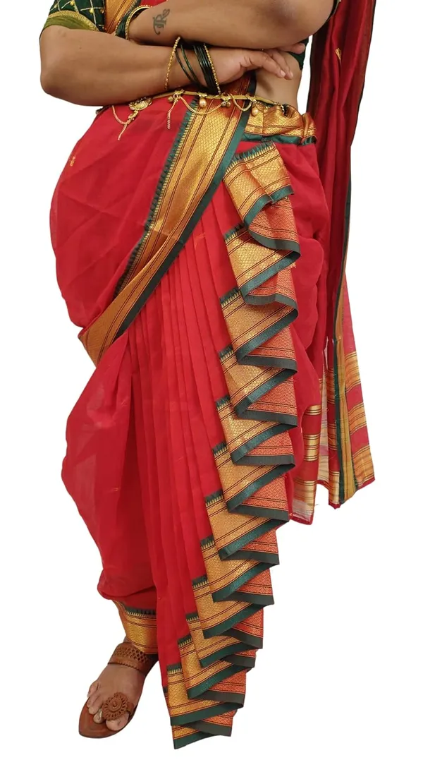 Red_Acrylic_Pure_Cotton_Premium_&_Elegant_Mastani_Nauwari_Saree_With_Blouse_Piece_For_Women