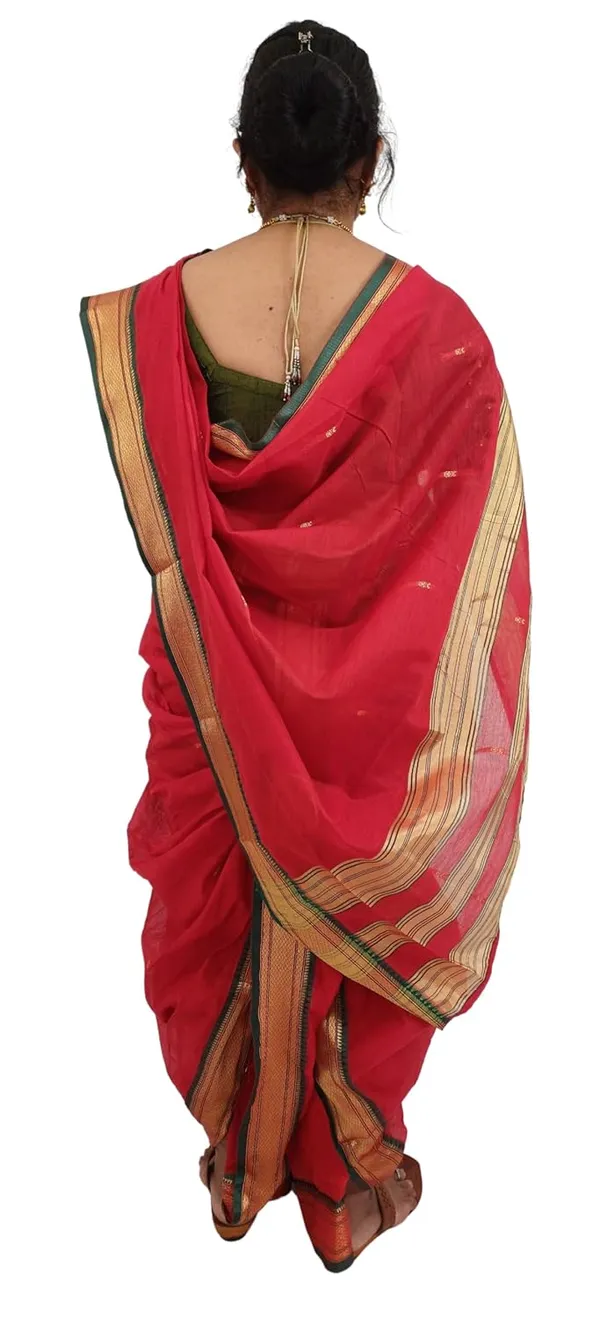 Red_Acrylic_Pure_Cotton_Premium_&_Elegant_Mastani_Nauwari_Saree_With_Blouse_Piece_For_Women