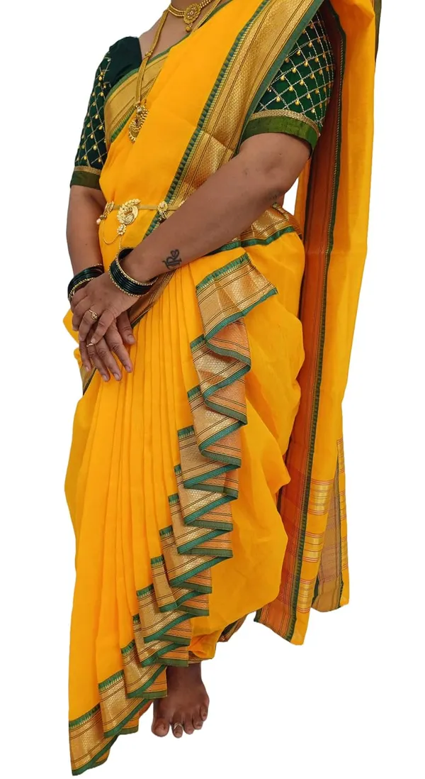 Yellow_Acrylic_Pure_Cotton_Premium_&_Elegant_Mastani_Nauwari_Saree_With_Blouse_Piece_For_Women