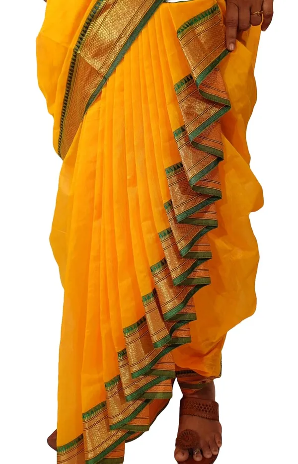 Yellow_Acrylic_Pure_Cotton_Premium_&_Elegant_Mastani_Nauwari_Saree_With_Blouse_Piece_For_Women