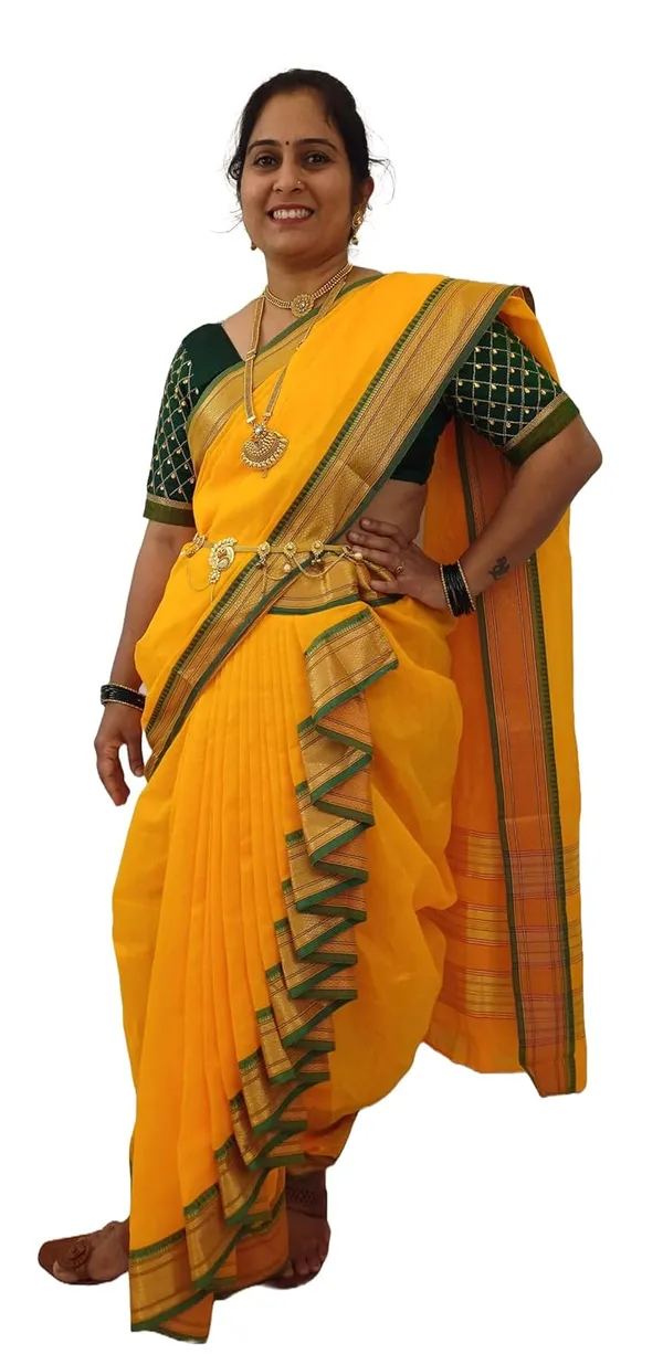 Yellow_Acrylic_Pure_Cotton_Premium_&_Elegant_Mastani_Nauwari_Saree_With_Blouse_Piece_For_Women