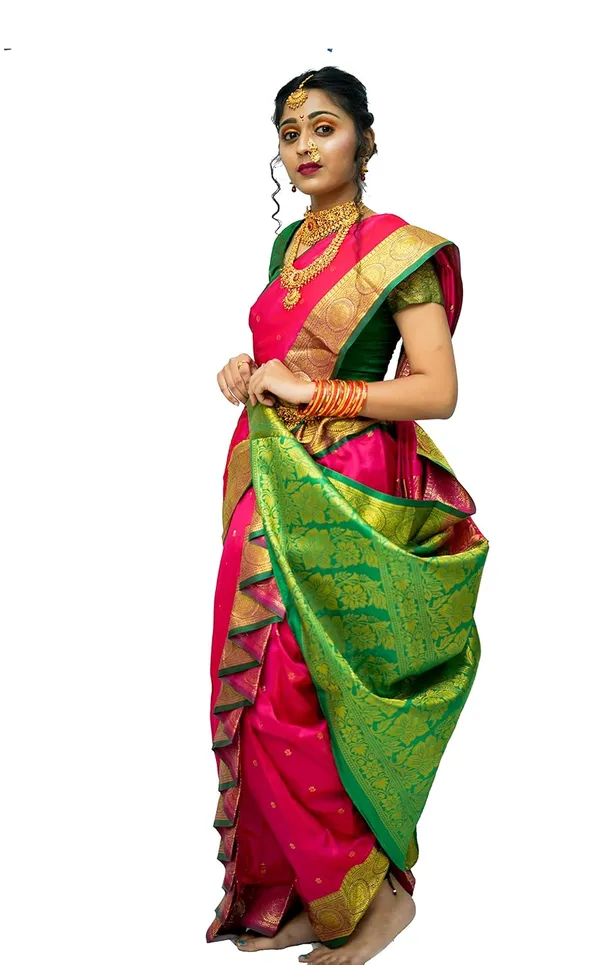 Pink_Pure_Satin_Premium_&_Elegant_Shahi_Mastani_Nauwari_Saree_With_Blouse_Piece_For_Women
