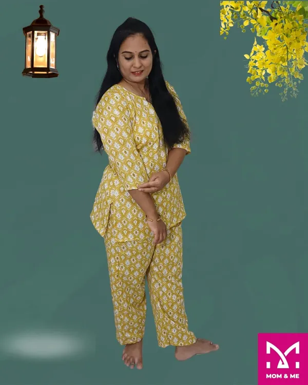 Yellow_Cotton_Premium_&_Elegant_Kurta_&_Pyjama_Co-Ord_Set_For_Women
