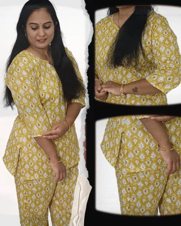 Yellow_Cotton_Premium_&_Elegant_Kurta_&_Pyjama_Co-Ord_Set_For_Women
