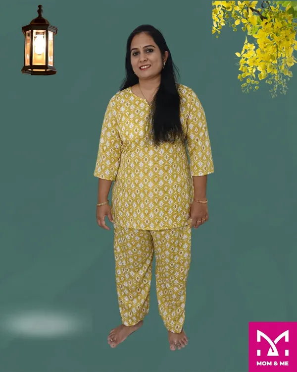 Yellow_Cotton_Premium_&_Elegant_Kurta_&_Pyjama_Co-Ord_Set_For_Women
