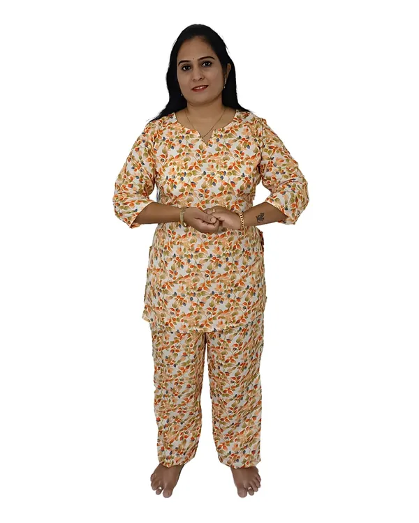 Orange_Cotton_Premium_&_Elegant_Kurta_&_Pyjama_Co-Ord_Set_For_Women