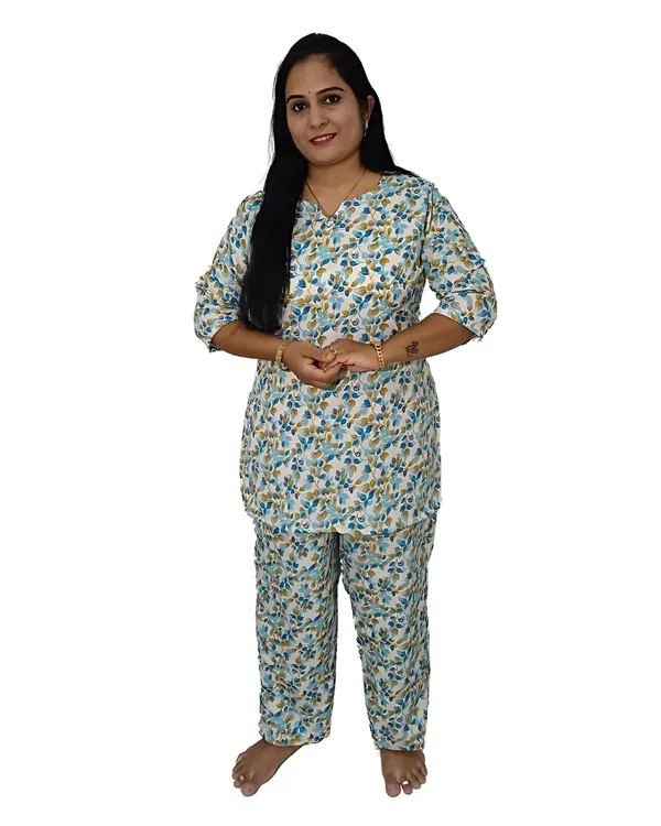 Sky_Blue_Cotton_Premium_&_Elegant_Kurta_&_Pyjama_Co-Ord_Set_For_Women
