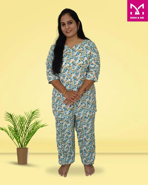Sky_Blue_Cotton_Premium_&_Elegant_Kurta_&_Pyjama_Co-Ord_Set_For_Women