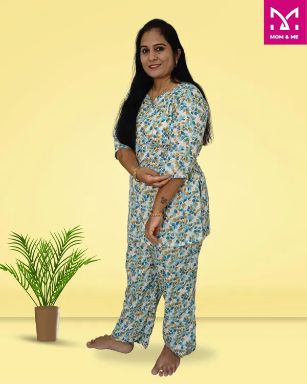 Sky_Blue_Cotton_Premium_&_Elegant_Kurta_&_Pyjama_Co-Ord_Set_For_Women
