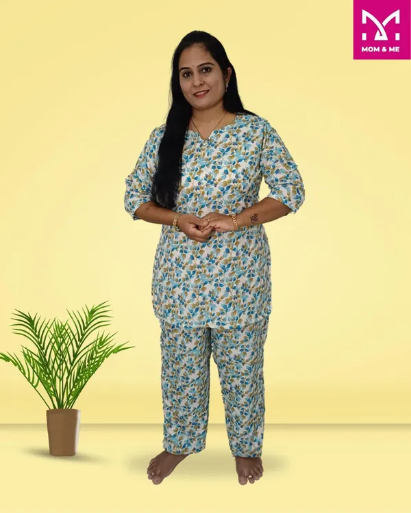 Sky_Blue_Cotton_Premium_&_Elegant_Kurta_&_Pyjama_Co-Ord_Set_For_Women