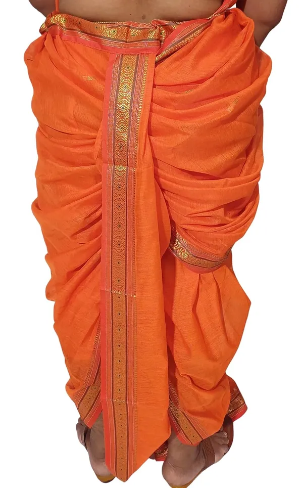 Orange_Acrylic_Pure_Cotton_Premium_&_Elegant_Peshwai_Nauwari_Saree_Without_Blouse_Piece_For_Women