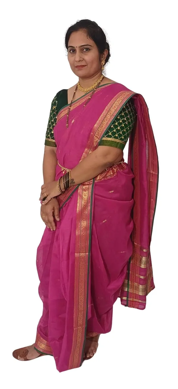 Pink_Acrylic_Pure_Cotton_Premium_&_Elegant_Peshwai_Nauwari_Saree_Without_Blouse_Piece_For_Women