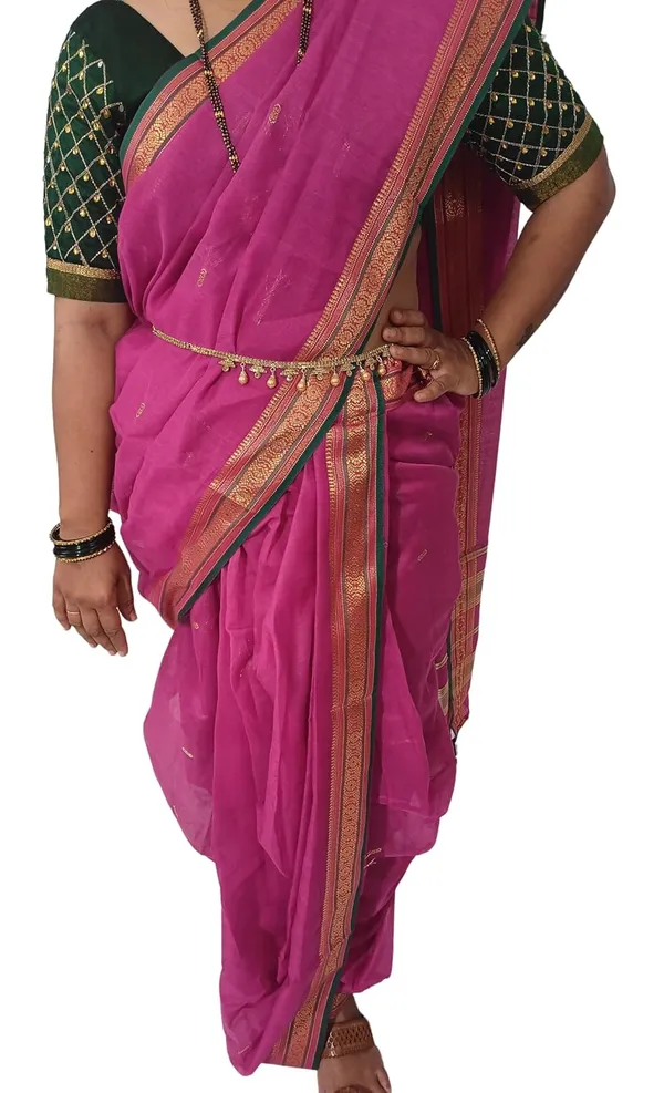 Pink_Acrylic_Pure_Cotton_Premium_&_Elegant_Peshwai_Nauwari_Saree_Without_Blouse_Piece_For_Women