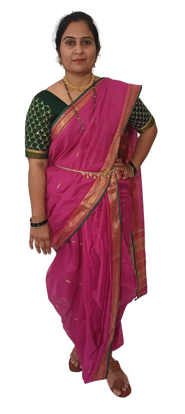 Pink_Acrylic_Pure_Cotton_Premium_&_Elegant_Peshwai_Nauwari_Saree_Without_Blouse_Piece_For_Women