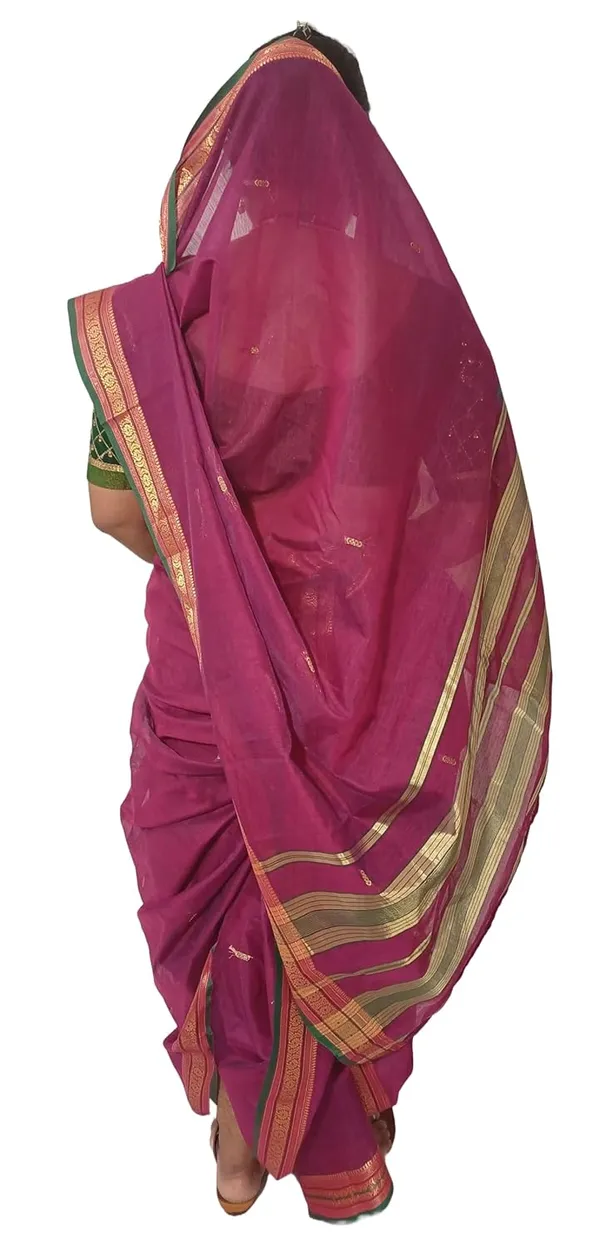 Wine_Acrylic_Pure_Cotton_Premium_&_Elegant_Peshwai_Nauwari_Saree_Without_Blouse_Piece_For_Women
