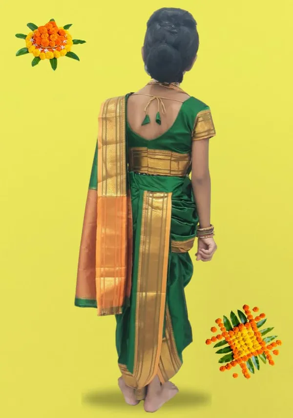 Green_Belgaon_Silk_Premium_&_Elegant_Nauwari_Saree_For_Girls