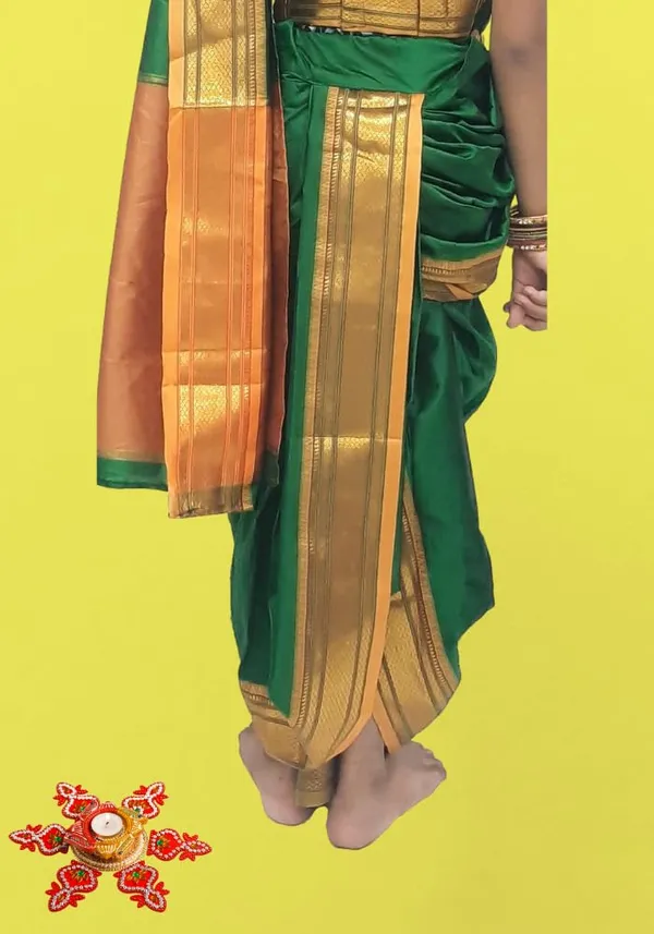 Green_Belgaon_Silk_Premium_&_Elegant_Nauwari_Saree_For_Girls